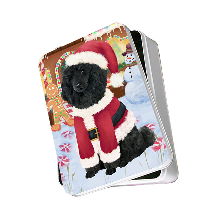 Christmas Gingerbread House Candyfest Poodle Dog Photo Storage Tin PITN56427