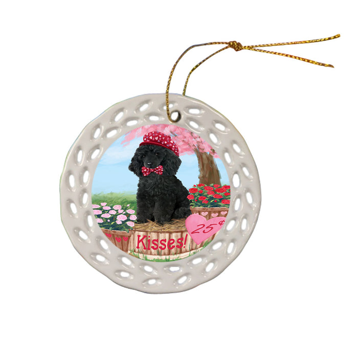 Rosie 25 Cent Kisses Poodle Dog Ceramic Doily Ornament DPOR56349