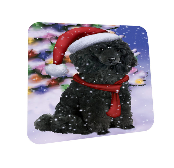 Winterland Wonderland Poodle Dog In Christmas Holiday Scenic Background  Coasters Set of 4 CST53370