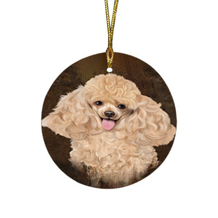 Rustic Poodle Dog Round Flat Christmas Ornament RFPOR54458
