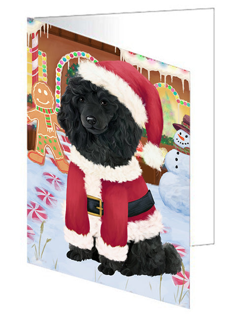 Christmas Gingerbread House Candyfest Poodle Dog Handmade Artwork Assorted Pets Greeting Cards and Note Cards with Envelopes for All Occasions and Holiday Seasons GCD73967