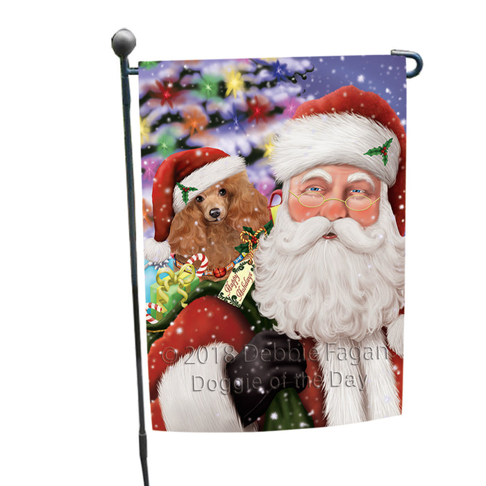 Santa Carrying Poodle Dog and Christmas Presents Garden Flag GFLG54071