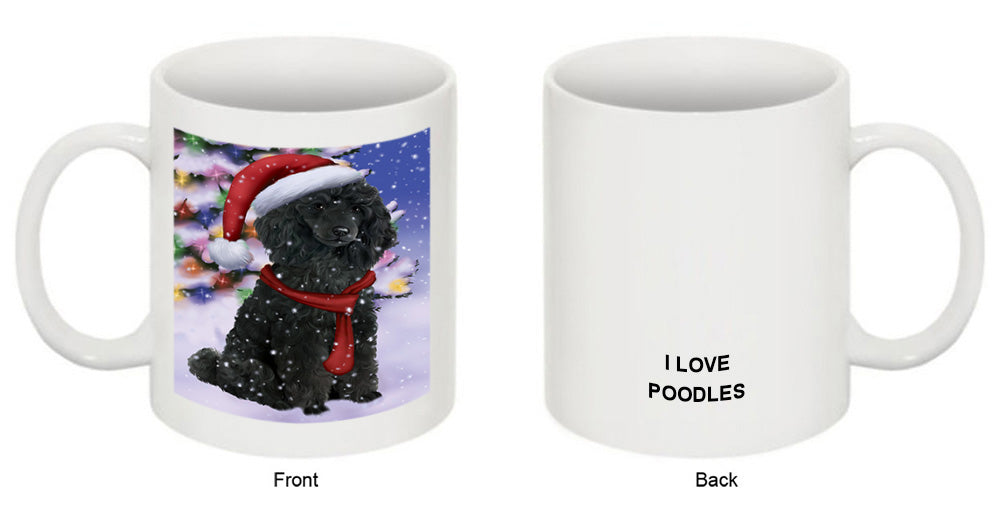 Winterland Wonderland Poodle Dog In Christmas Holiday Scenic Background  Coffee Mug MUG48810