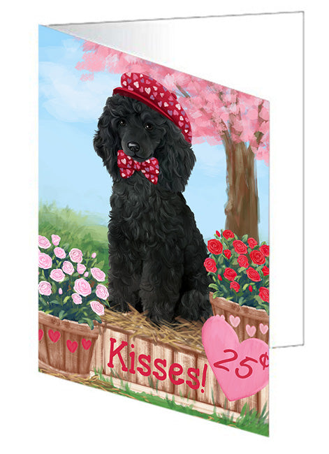 Rosie 25 Cent Kisses Poodle Dog Handmade Artwork Assorted Pets Greeting Cards and Note Cards with Envelopes for All Occasions and Holiday Seasons GCD72494