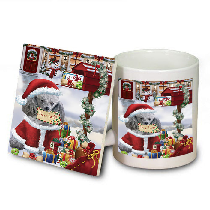 Poodle Dog Dear Santa Letter Christmas Holiday Mailbox Mug and Coaster Set MUC53911