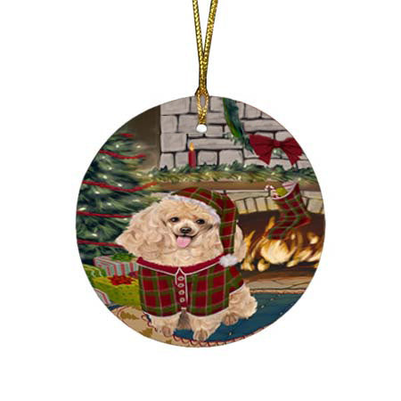 The Stocking was Hung Poodle Dog Round Flat Christmas Ornament RFPOR55925