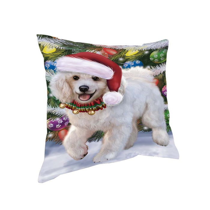 Trotting in the Snow Poodle Dog Pillow PIL70748