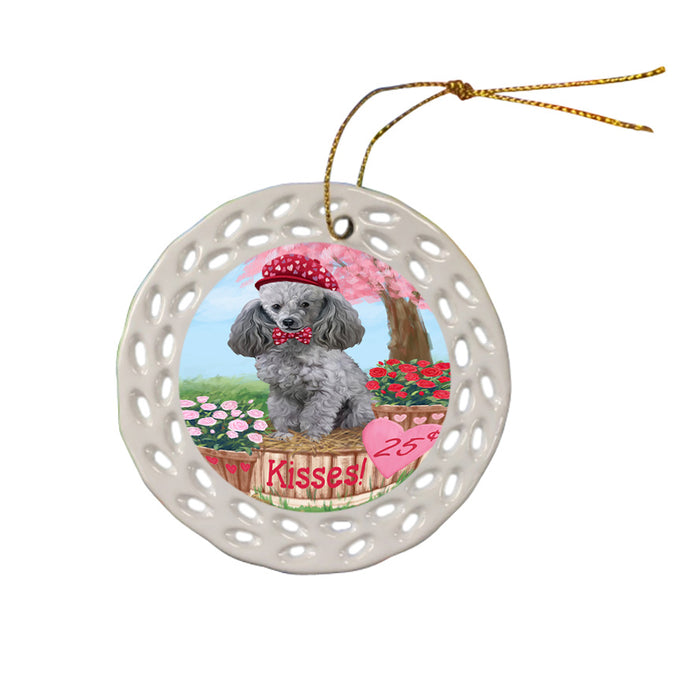 Rosie 25 Cent Kisses Poodle Dog Ceramic Doily Ornament DPOR56350