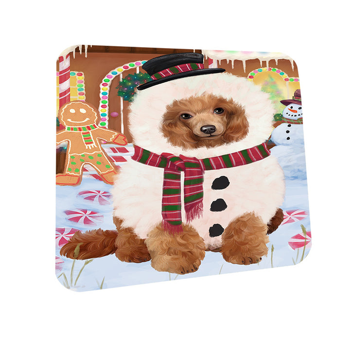 Christmas Gingerbread House Candyfest Poodle Dog Coasters Set of 4 CST56443