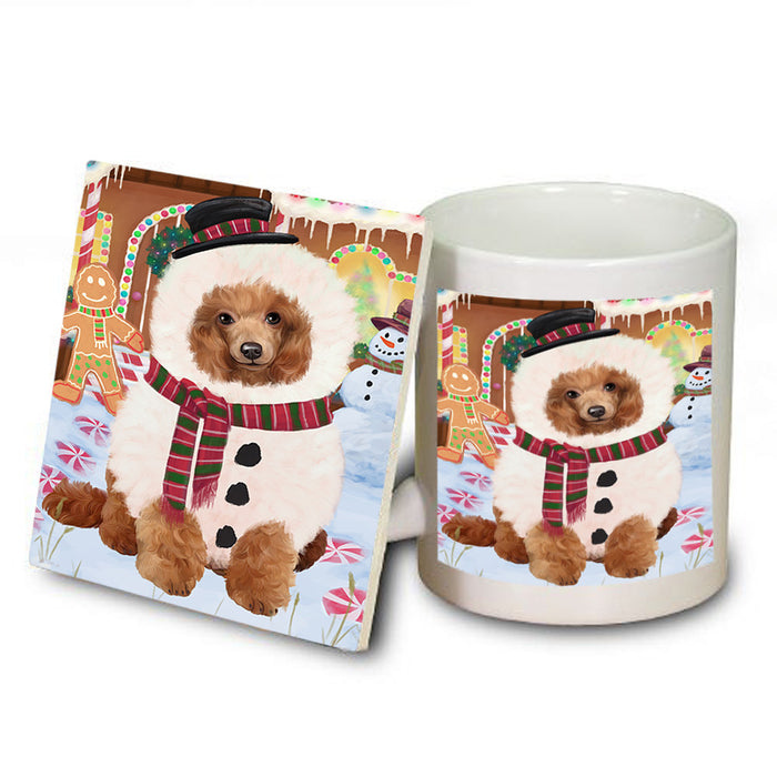Christmas Gingerbread House Candyfest Poodle Dog Mug and Coaster Set MUC56477