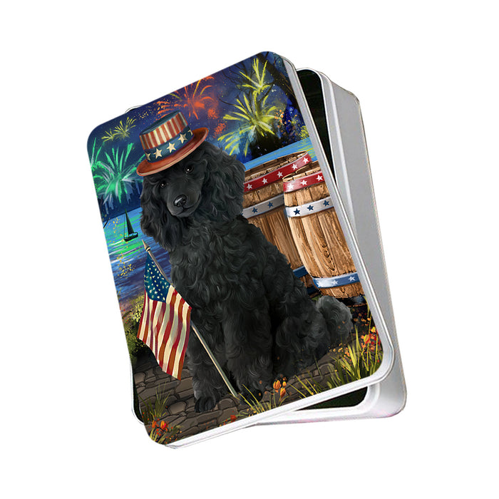 4th of July Independence Day Fireworks Poodle Dog at the Lake Photo Storage Tin PITN51206