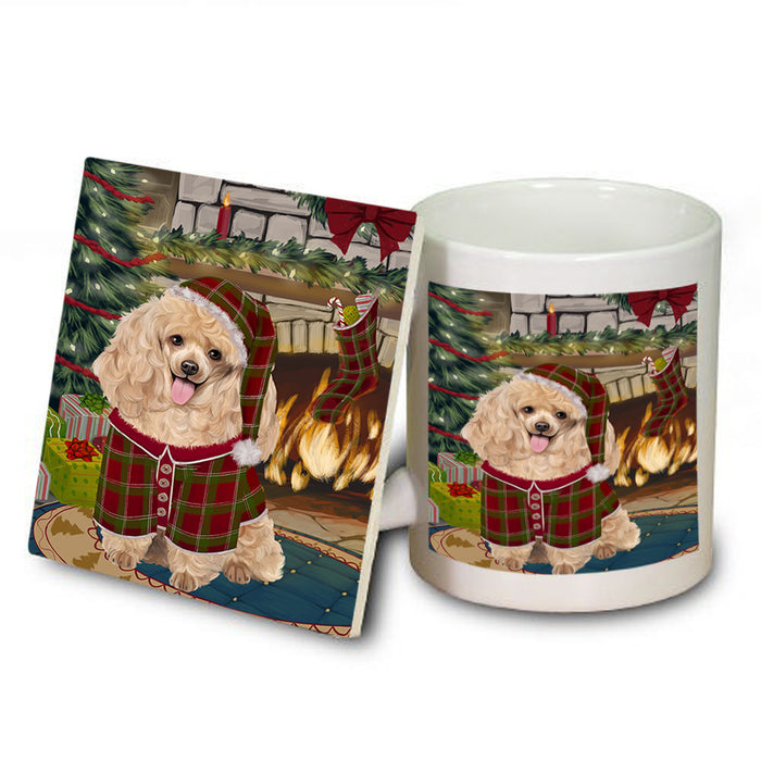 The Stocking was Hung Poodle Dog Mug and Coaster Set MUC55561
