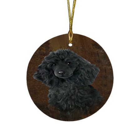 Rustic Poodle Dog Round Flat Christmas Ornament RFPOR54459