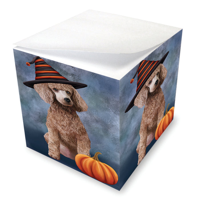 Happy Halloween Poodle Dog Wearing Witch Hat with Pumpkin Note Cube NOC56415