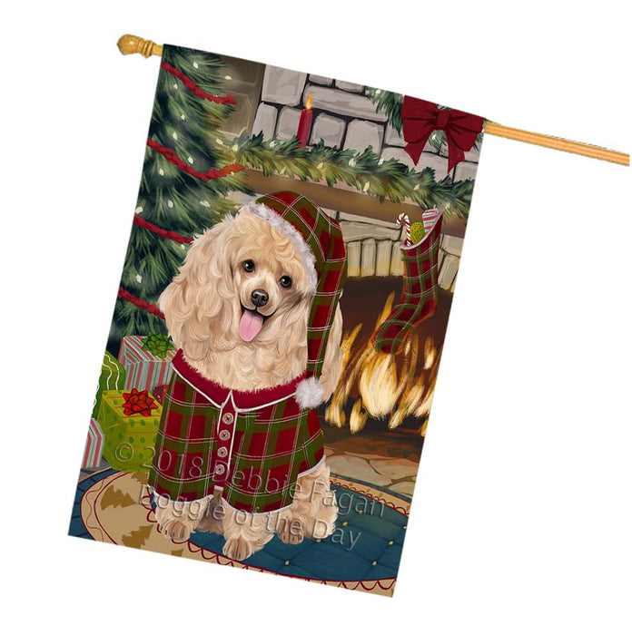 The Stocking was Hung Poodle Dog House Flag FLG55998