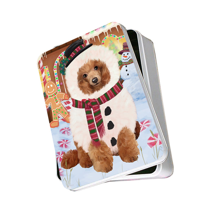Christmas Gingerbread House Candyfest Poodle Dog Photo Storage Tin PITN56428