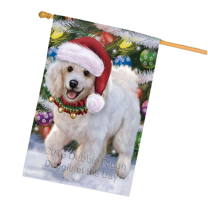 Trotting in the Snow Poodle Dog House Flag FLG55884