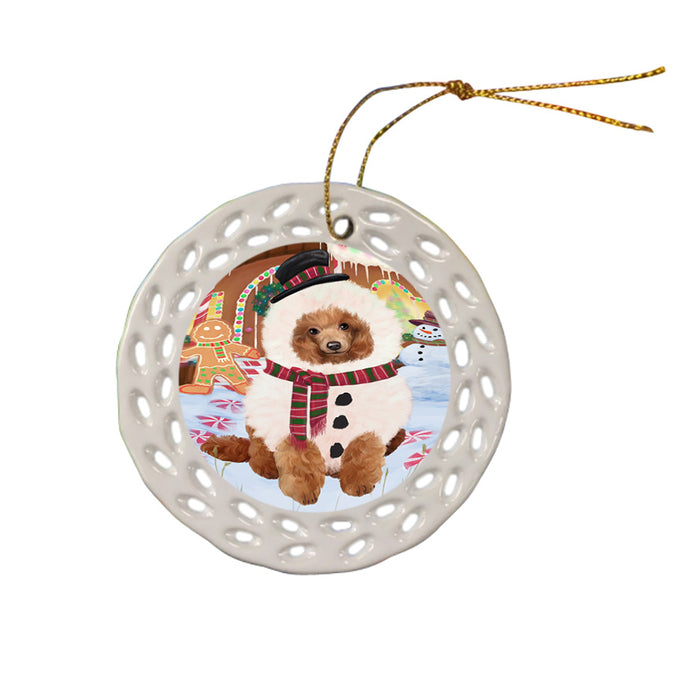 Christmas Gingerbread House Candyfest Poodle Dog Ceramic Doily Ornament DPOR56841