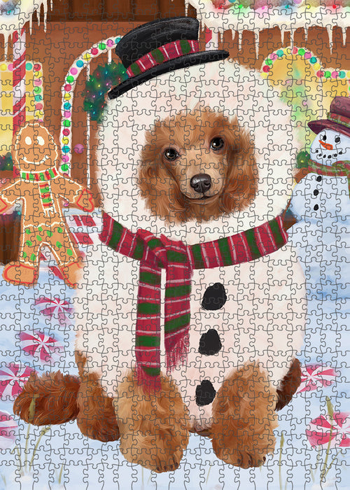 Christmas Gingerbread House Candyfest Poodle Dog Puzzle with Photo Tin PUZL94140