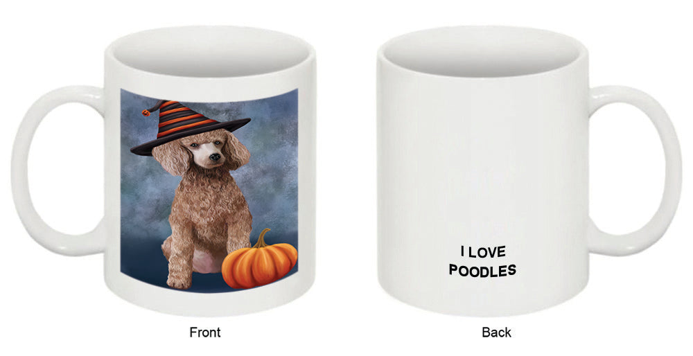 Happy Halloween Poodle Dog Wearing Witch Hat with Pumpkin Coffee Mug MUG50167