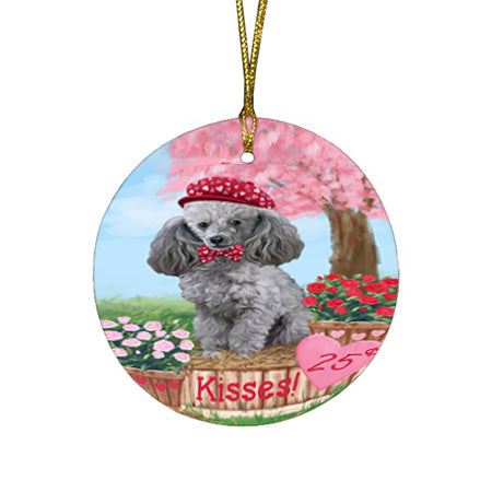 Rosie 25 Cent Kisses Poodle Dog Round Flat Christmas Ornament RFPOR56350