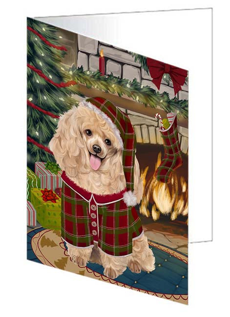 The Stocking was Hung Poodle Dog Handmade Artwork Assorted Pets Greeting Cards and Note Cards with Envelopes for All Occasions and Holiday Seasons GCD71222