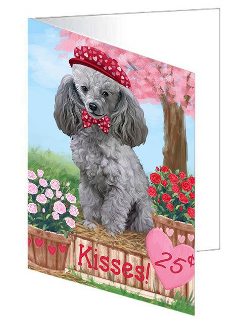 Rosie 25 Cent Kisses Poodle Dog Handmade Artwork Assorted Pets Greeting Cards and Note Cards with Envelopes for All Occasions and Holiday Seasons GCD72497