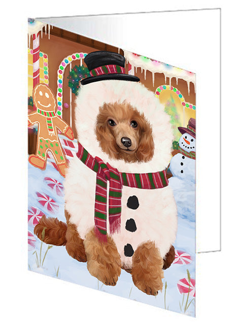 Christmas Gingerbread House Candyfest Poodle Dog Handmade Artwork Assorted Pets Greeting Cards and Note Cards with Envelopes for All Occasions and Holiday Seasons GCD73970