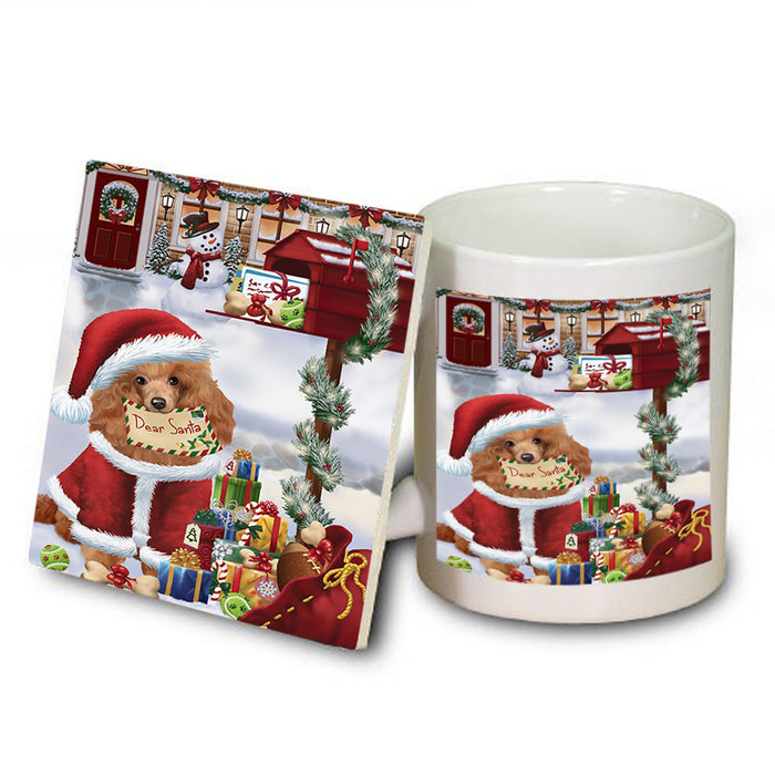 Poodle Dog Dear Santa Letter Christmas Holiday Mailbox Mug and Coaster Set MUC53912