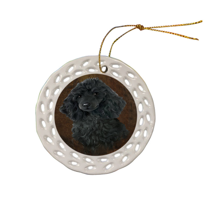 Rustic Poodle Dog Ceramic Doily Ornament DPOR54468