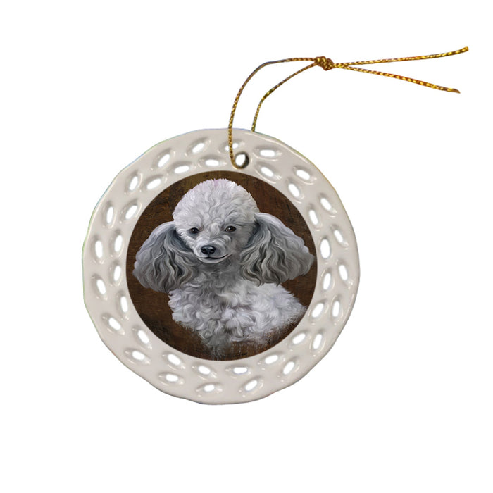 Rustic Poodle Dog Ceramic Doily Ornament DPOR54469