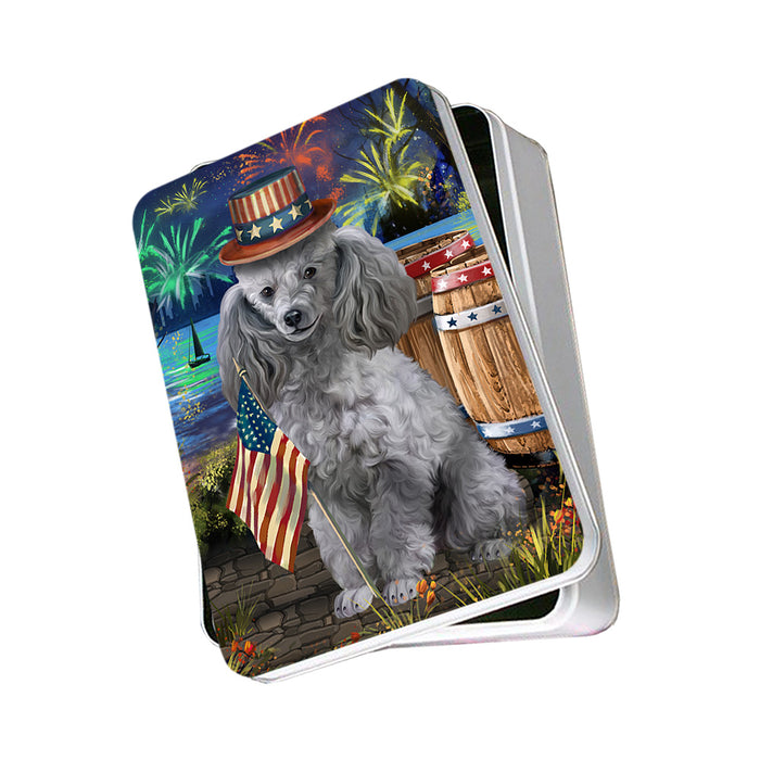 4th of July Independence Day Fireworks Poodle Dog at the Lake Photo Storage Tin PITN51207
