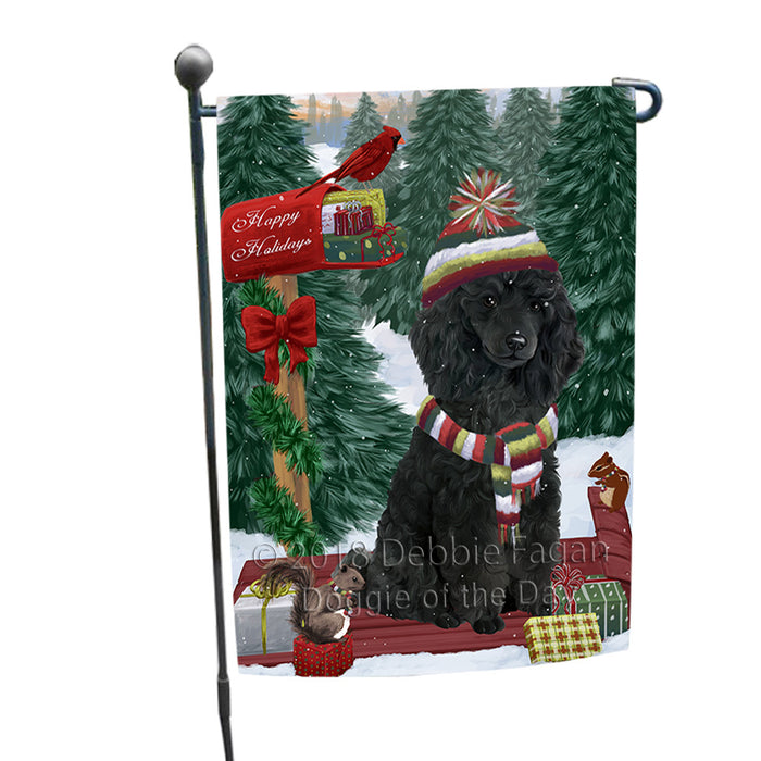 Merry Christmas Woodland Sled Poodle Dog Garden Flag GFLG55296