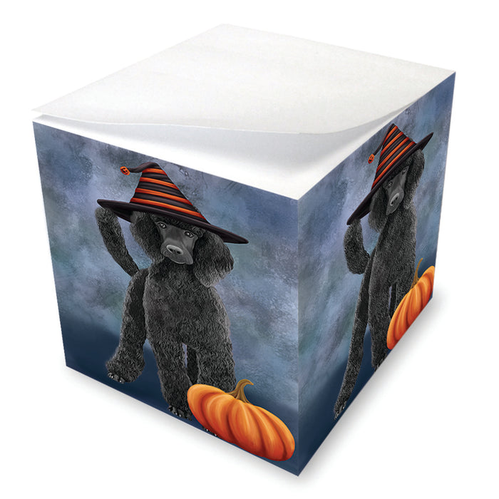 Happy Halloween Poodle Dog Wearing Witch Hat with Pumpkin Note Cube NOC56416