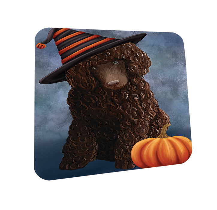 Happy Halloween Poodle Dog Wearing Witch Hat with Pumpkin Coasters Set of 4 CST54729