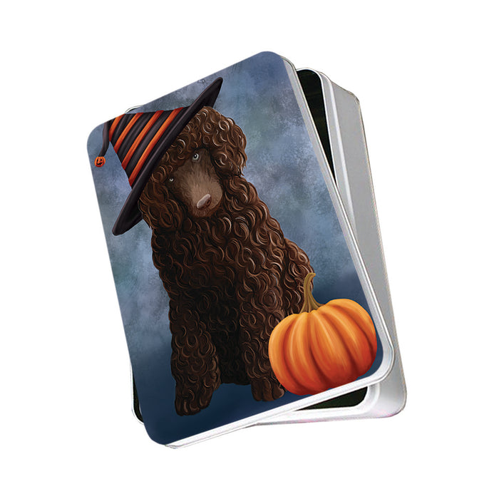 Happy Halloween Poodle Dog Wearing Witch Hat with Pumpkin Photo Storage Tin PITN54714