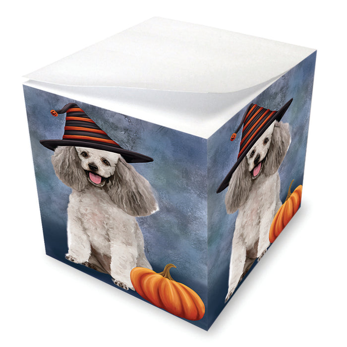 Happy Halloween Poodle Dog Wearing Witch Hat with Pumpkin Note Cube NOC56418