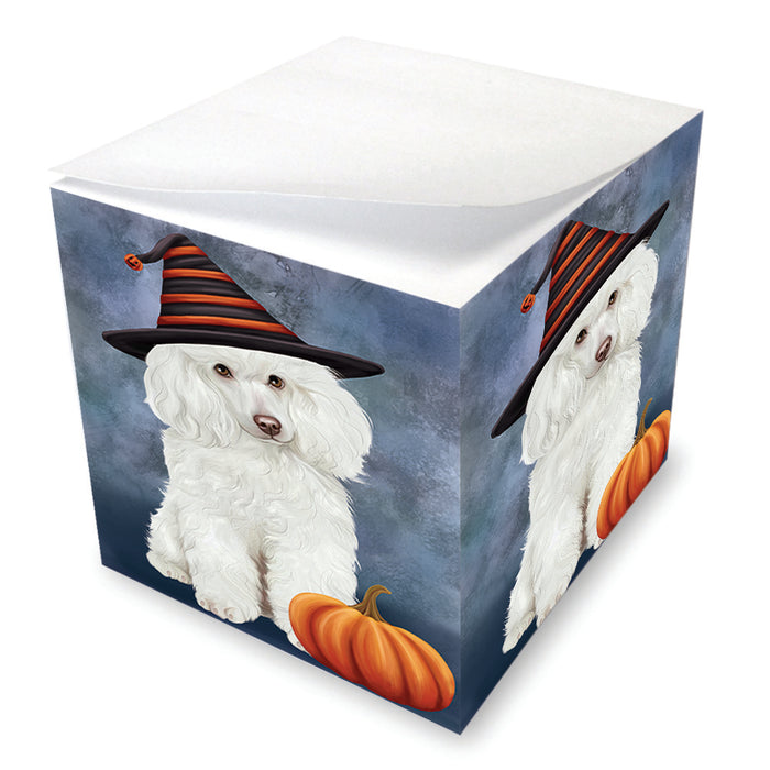 Happy Halloween Poodle Dog Wearing Witch Hat with Pumpkin Note Cube NOC56419