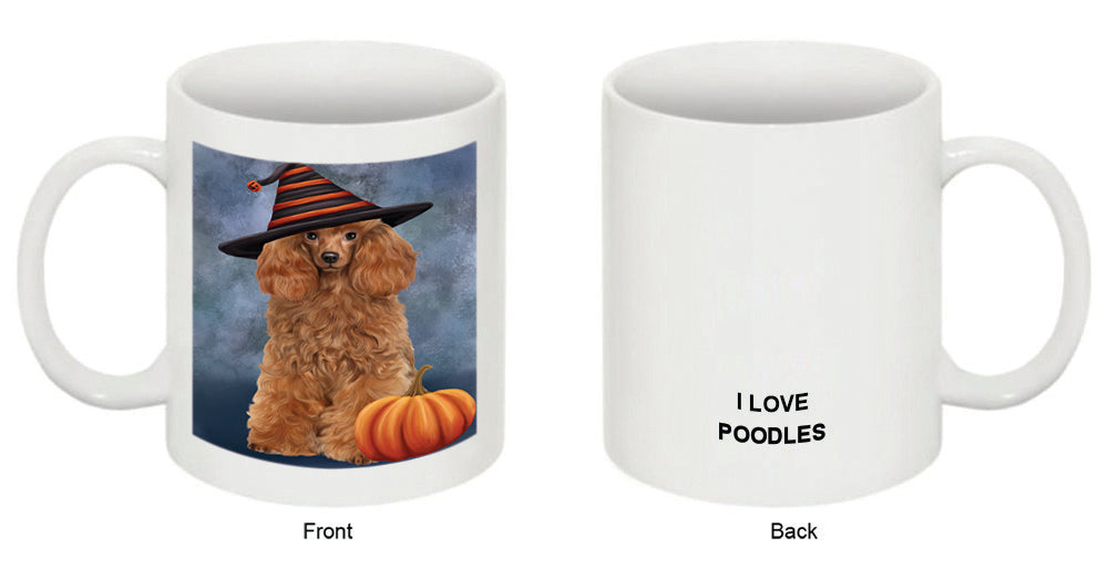 Happy Halloween Poodle Dog Wearing Witch Hat with Pumpkin Coffee Mug MUG50172
