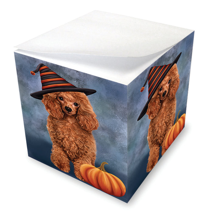 Happy Halloween Poodle Dog Wearing Witch Hat with Pumpkin Note Cube NOC56438