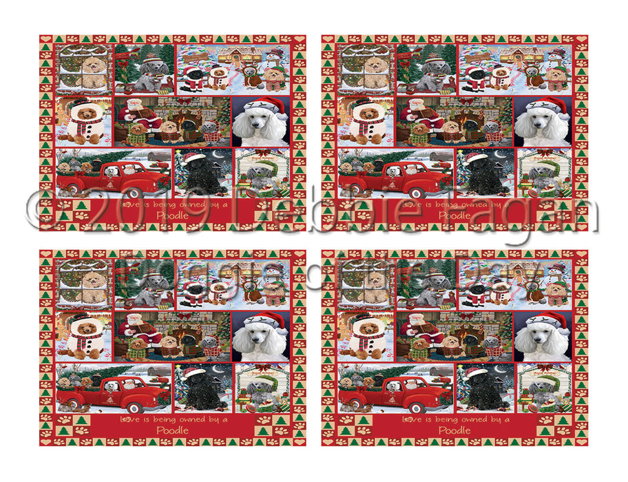 Love is Being Owned Christmas Poodle Dogs Placemat