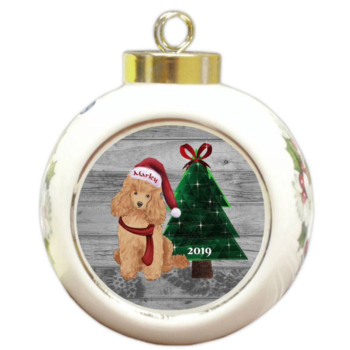Custom Personalized Poodle Dog Glassy Classy Christmas Round Ball Ornament