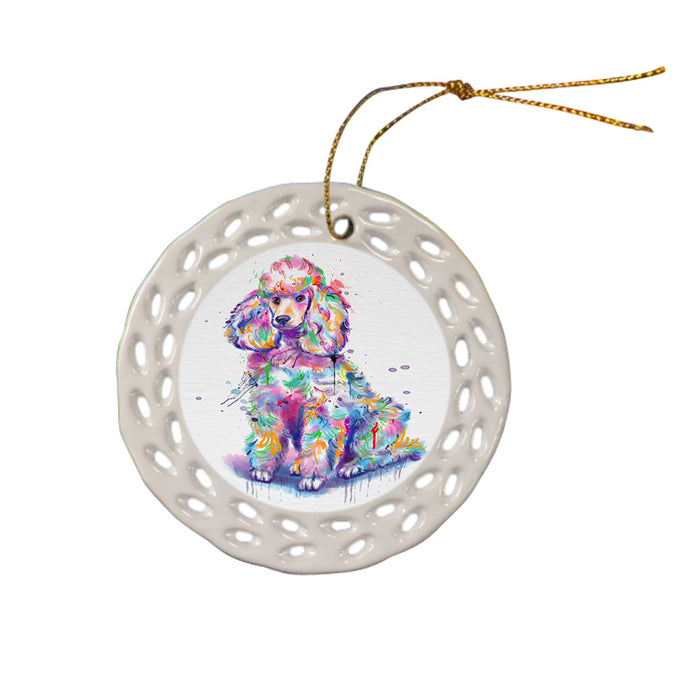Watercolor Poodle Dog Ceramic Doily Ornament DPOR57390