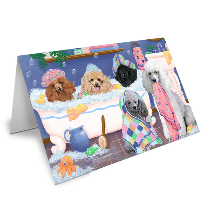 Rub A Dub Dogs In A Tub Poodles Dog Handmade Artwork Assorted Pets Greeting Cards and Note Cards with Envelopes for All Occasions and Holiday Seasons GCD74945