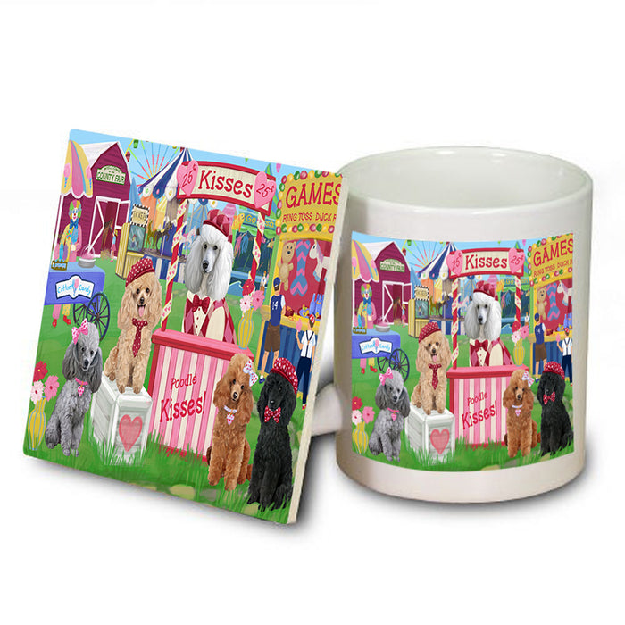 Carnival Kissing Booth Poodles Dog Mug and Coaster Set MUC55906