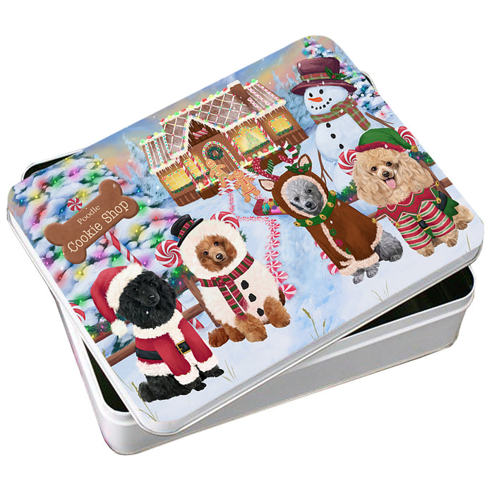Holiday Gingerbread Cookie Shop Poodles Dog Photo Storage Tin PITN56454
