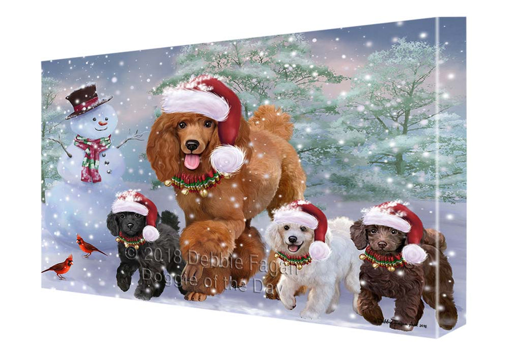 Christmas Running Family Poodles Dog Canvas Print Wall Art Décor CVS119177