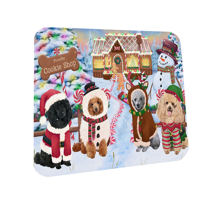 Holiday Gingerbread Cookie Shop Poodles Dog Coasters Set of 4 CST56469