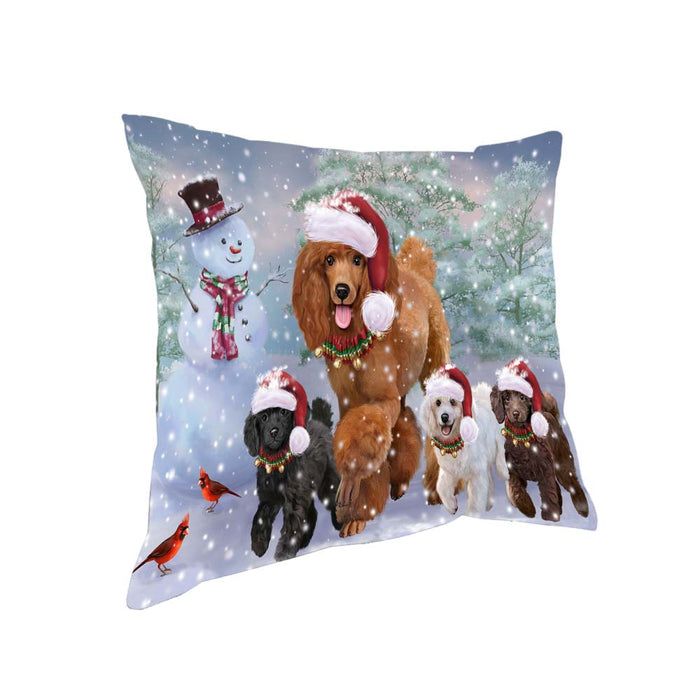 Christmas Running Family Poodles Dog Pillow PIL70816