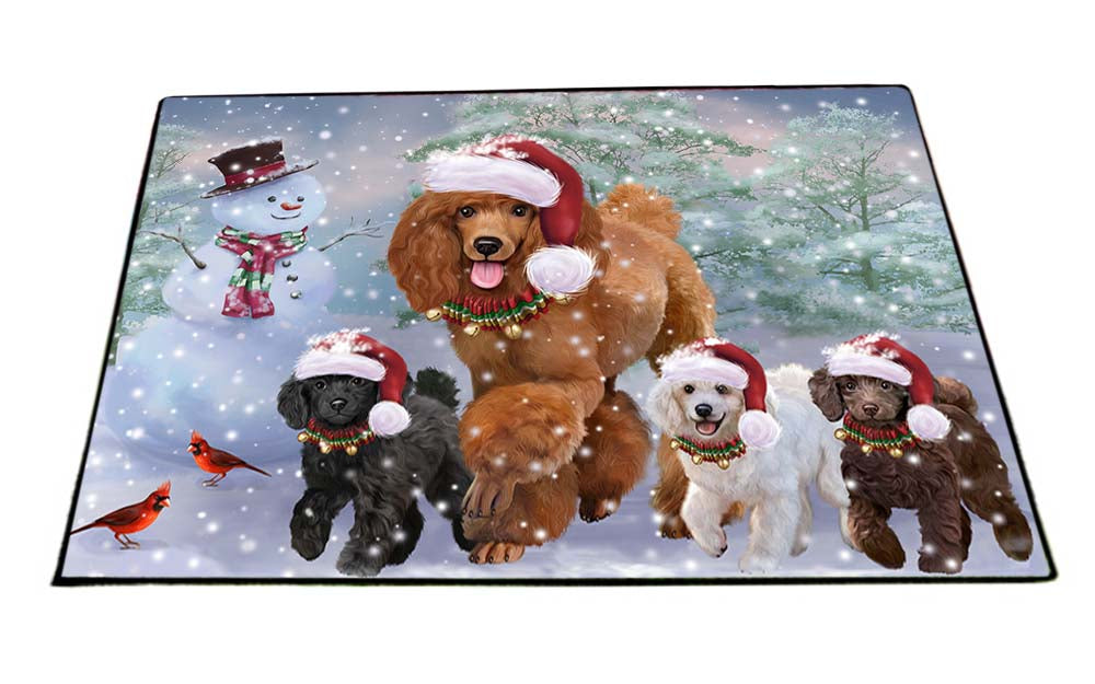 Christmas Running Family Poodles Dog Floormat FLMS52839